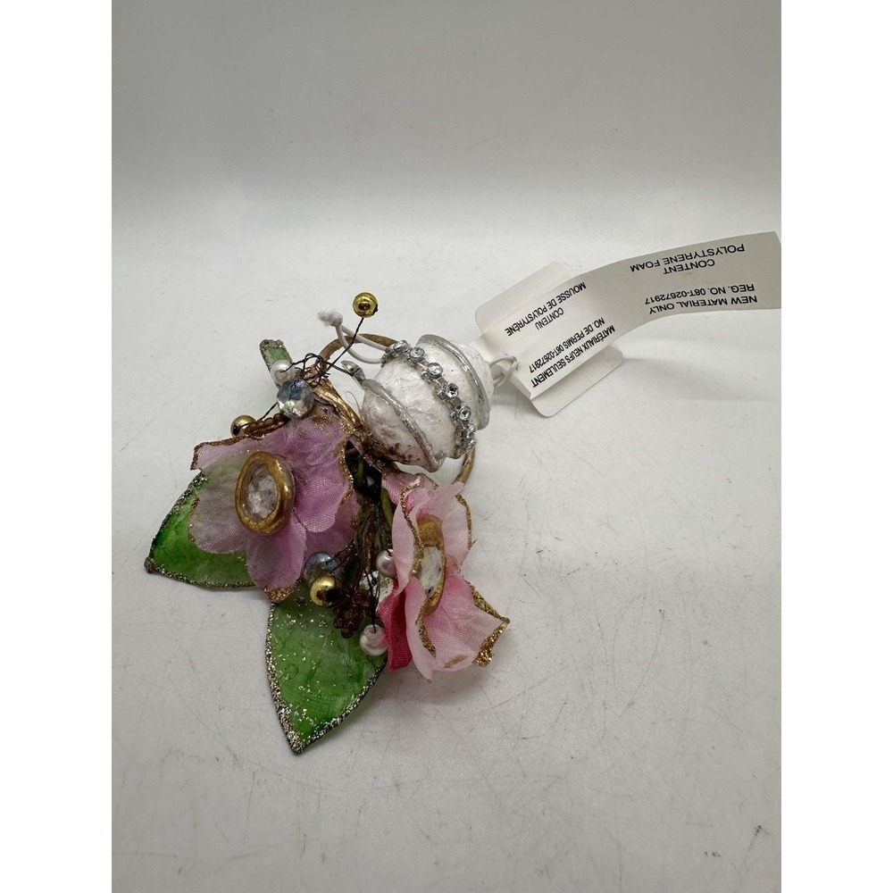 Pier 1 Capiz Shell Easter Napkin Ring Pink‎ Floral Beaded NWT